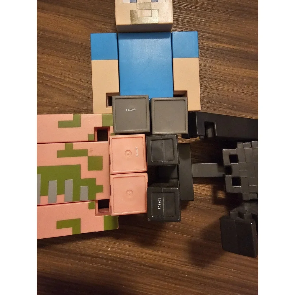 Minecraft Steve Zombie Pigman Wither Skeleton 9in Action Figure Lot 3pc